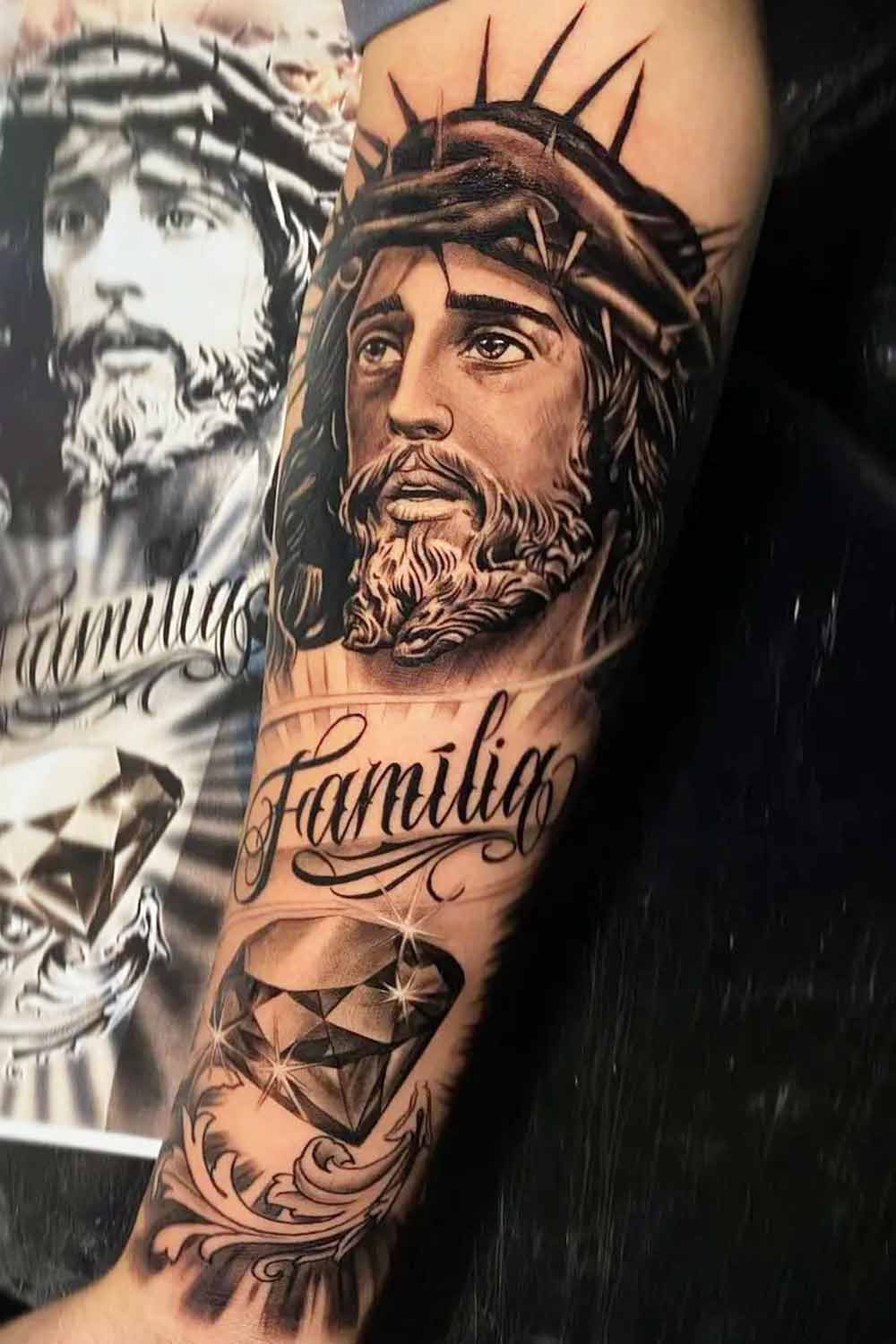 tatuagem-de-jesus-familia-e-diamante 
